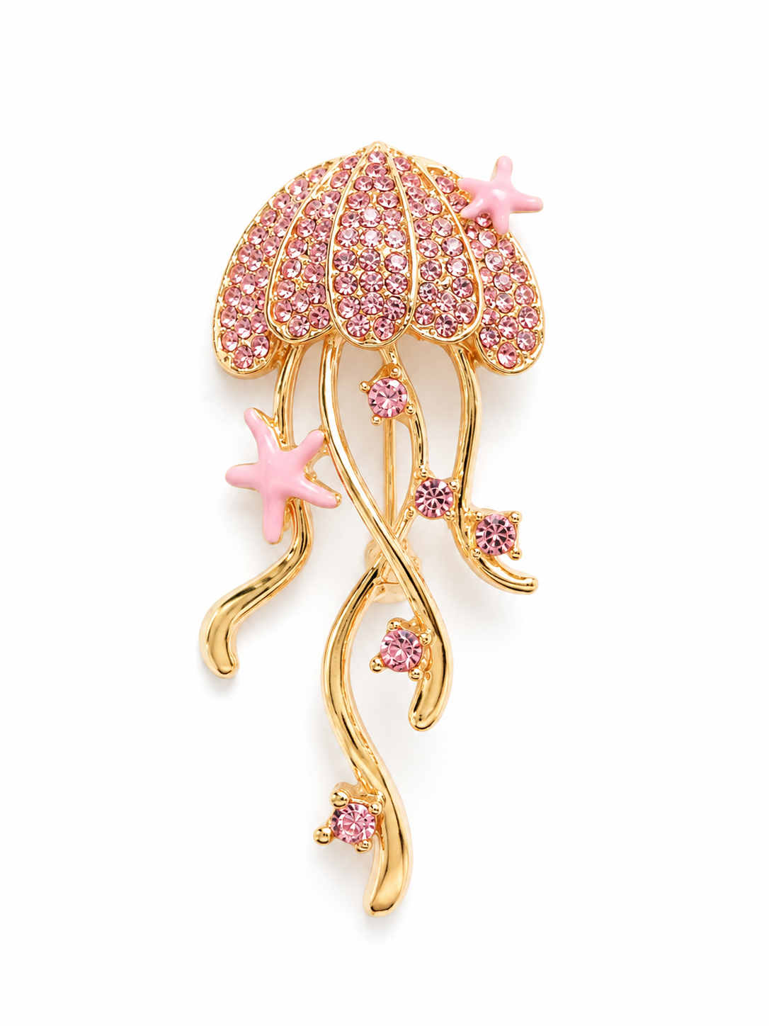 Gold and Pink Jellyfish Brooch