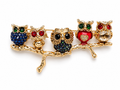 Golden Owl Branch Brooch