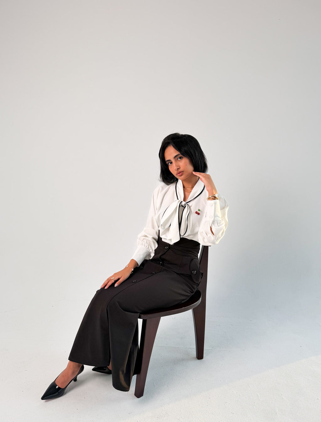 Black High-waisted Double-Breasted Maxi Skirt