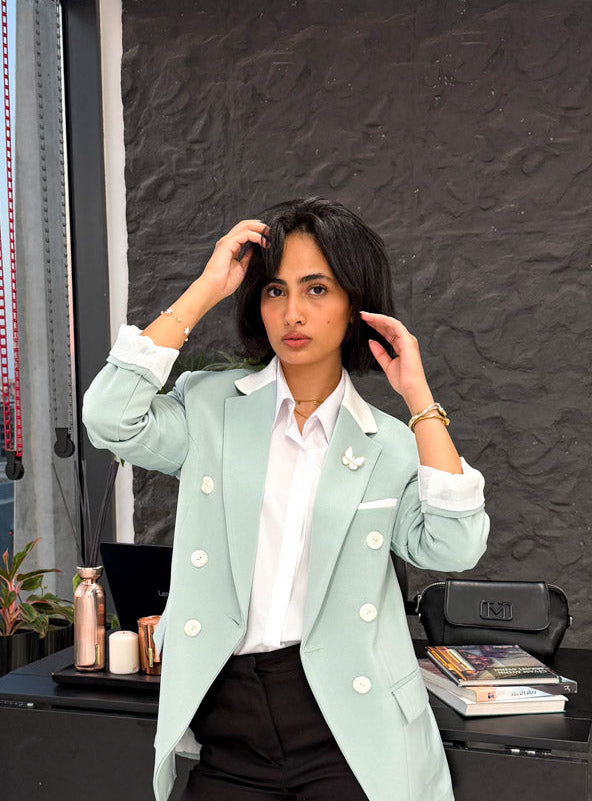 Mint Green & off-white Blazer