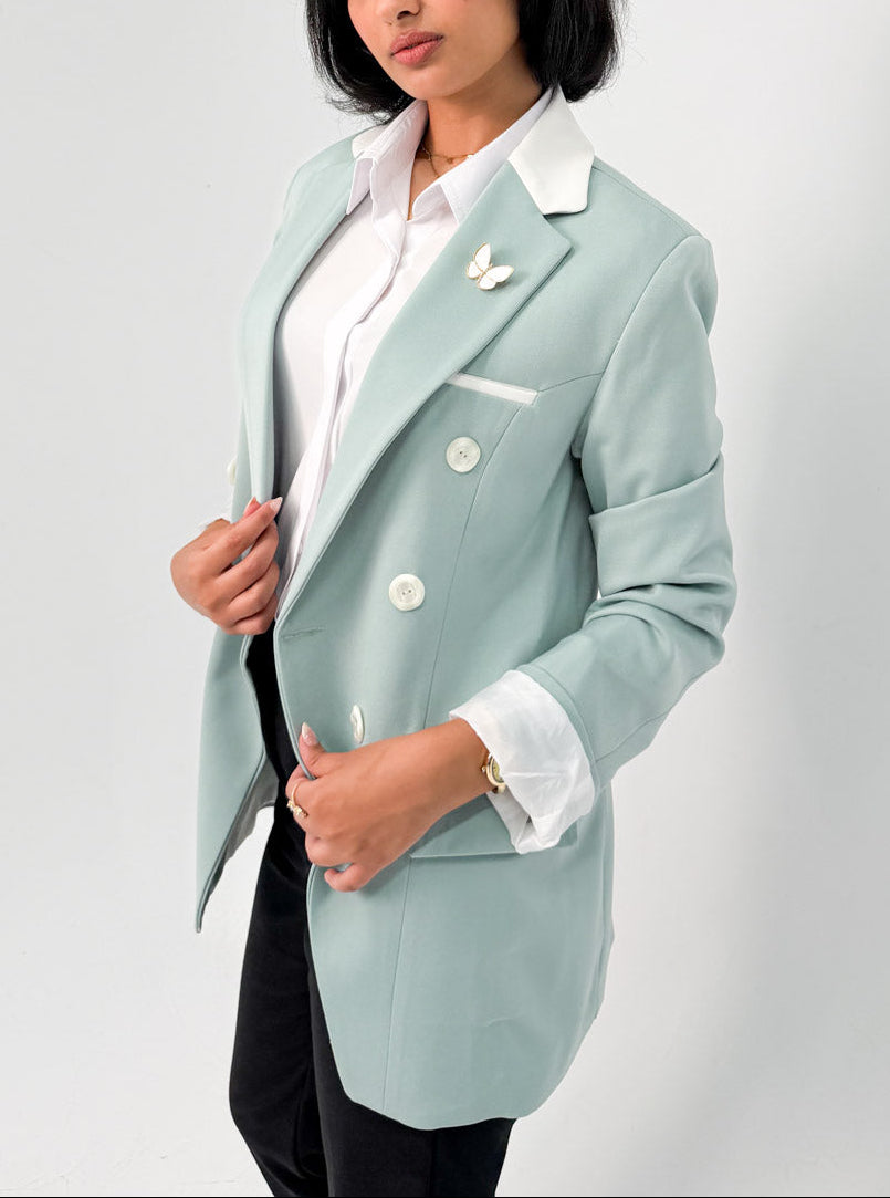 Mint Green & off-white Blazer