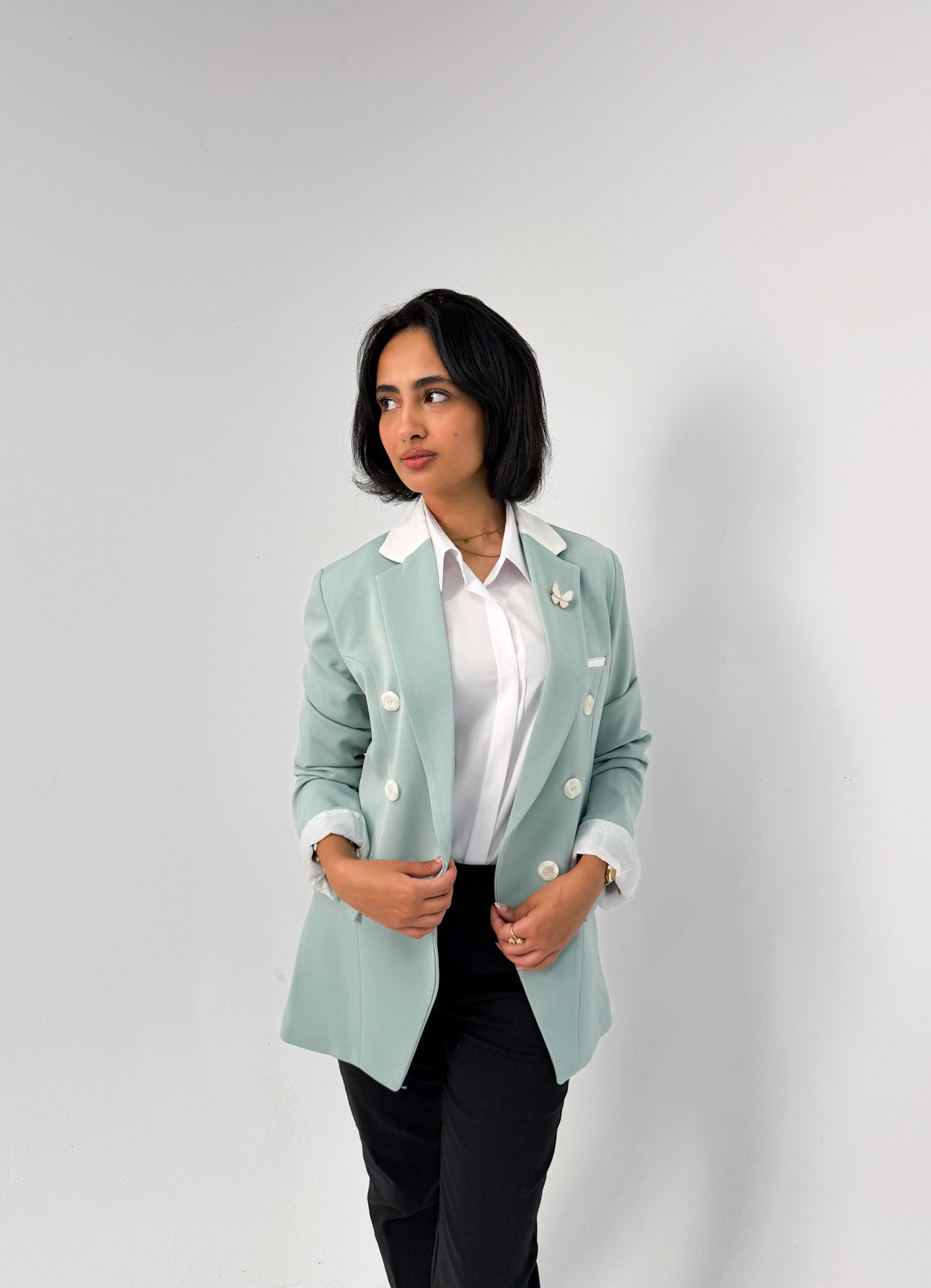 Mint Green & off-white Blazer