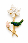 Pearl Floral Bird Brooch