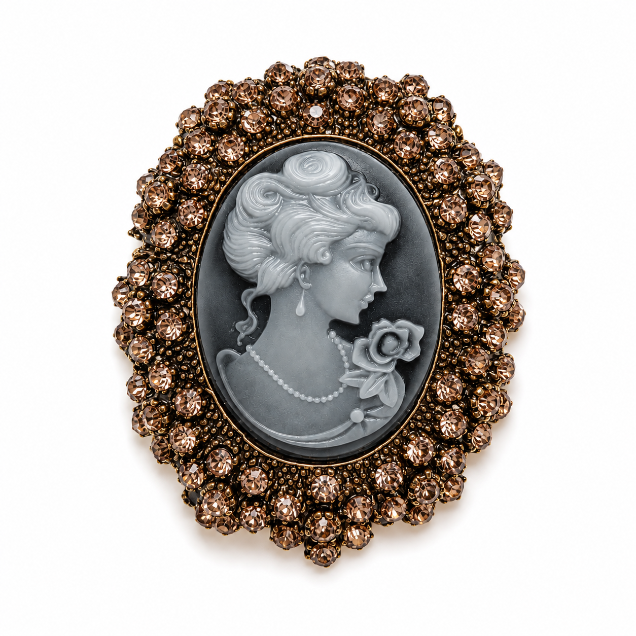 Vintage Jeweled Cameo Brooch